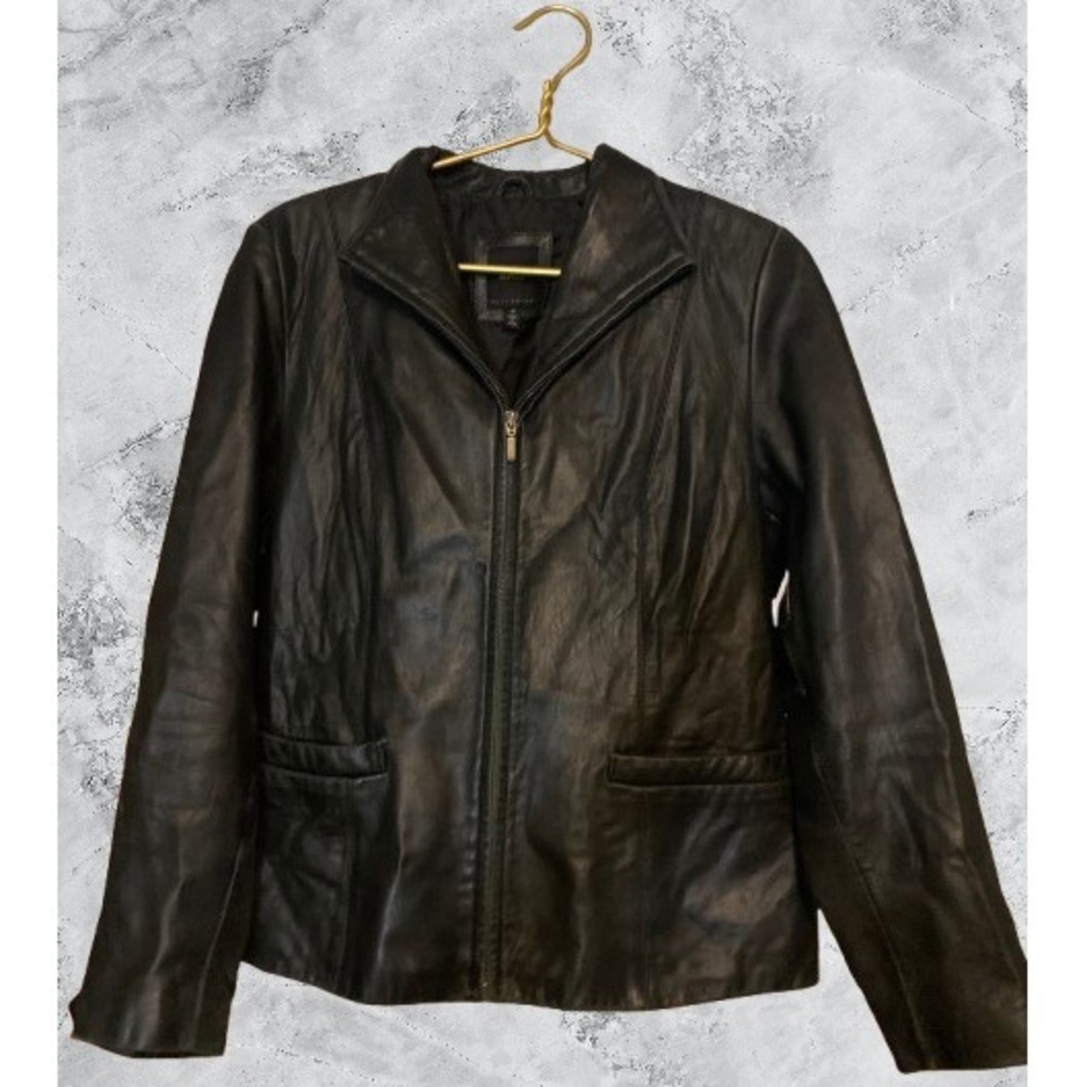 JLC New York Women's Black 100% Leather Full Zip Jacket Size Medium